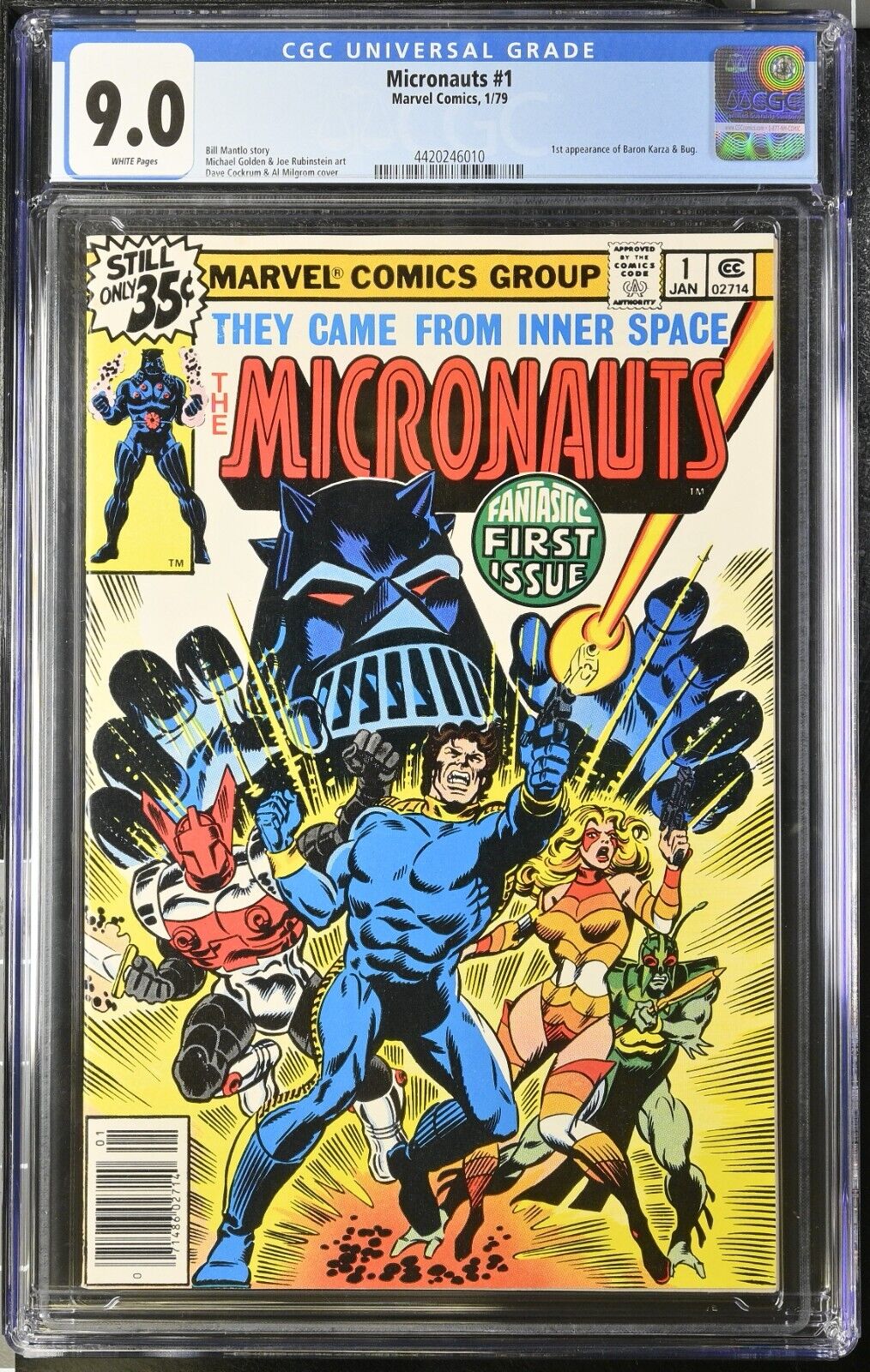 🔑🔥🔥🔥Micronauts 1 CGC 9.0 1st App of Micronauts Bug MCU Marvel 246010