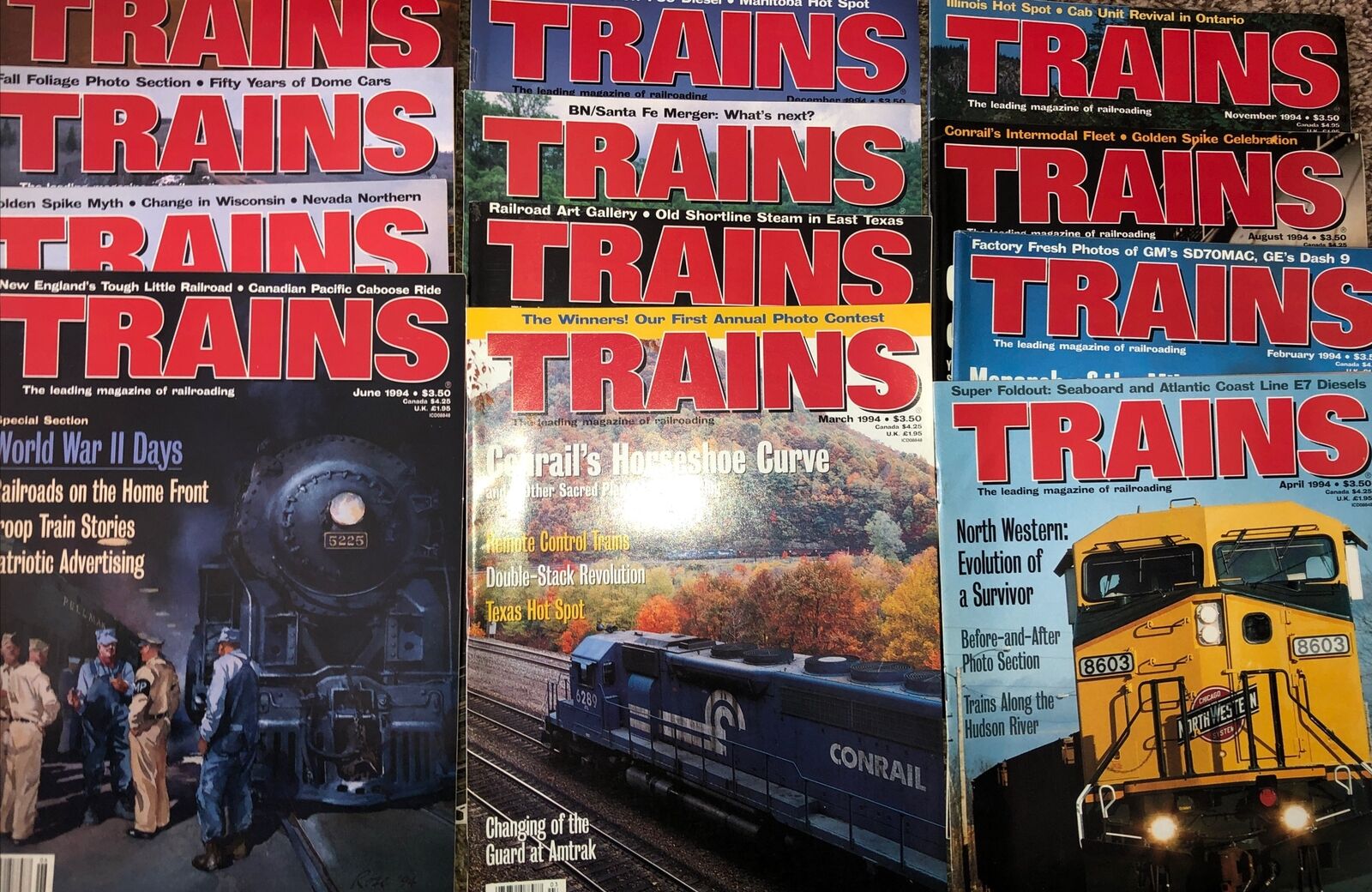 Trains 1994 Magazine 12 Issues Magazines