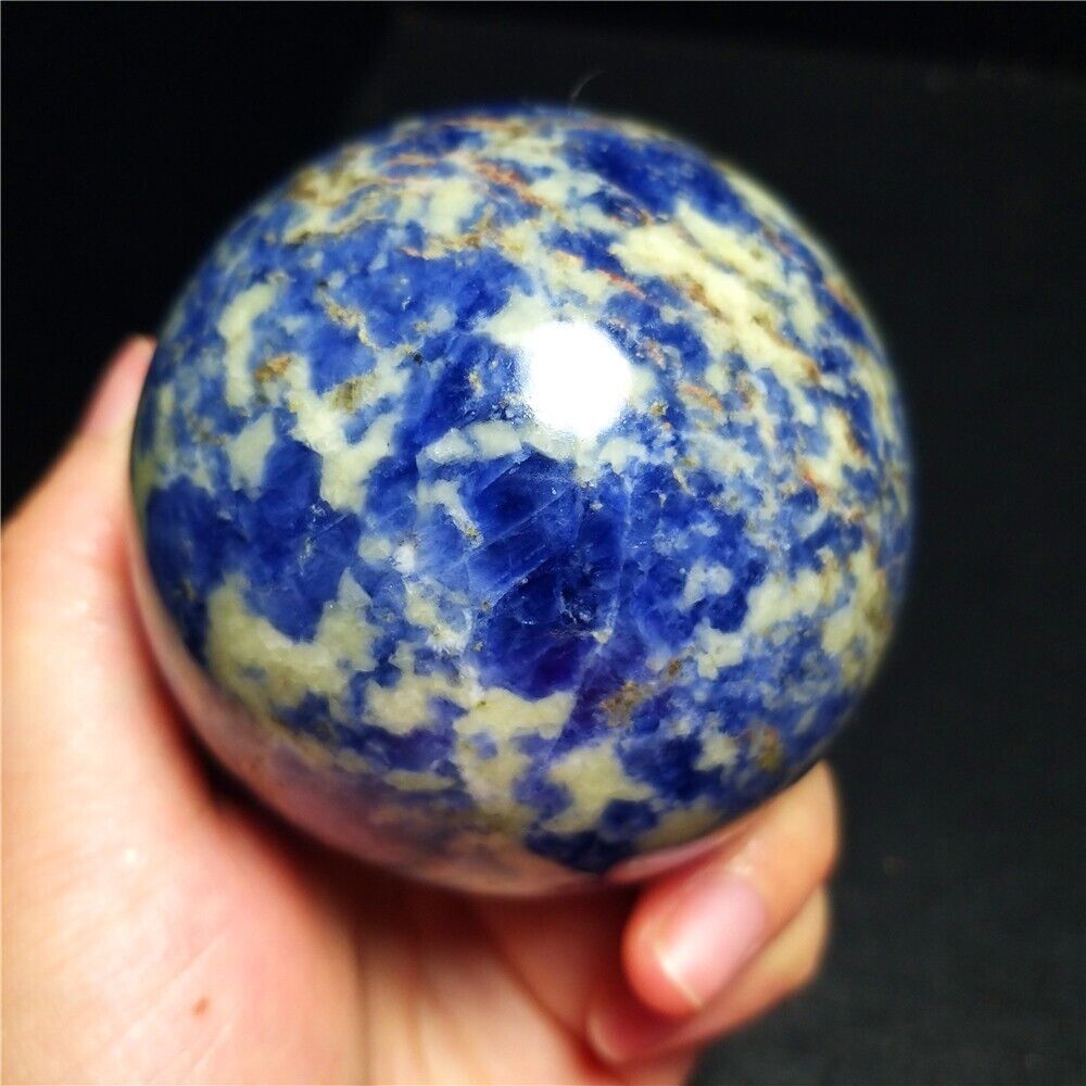 TOP 430G Natural Blue Sodalite Stone Crystal Sphere Ball Healing Collection QQ25