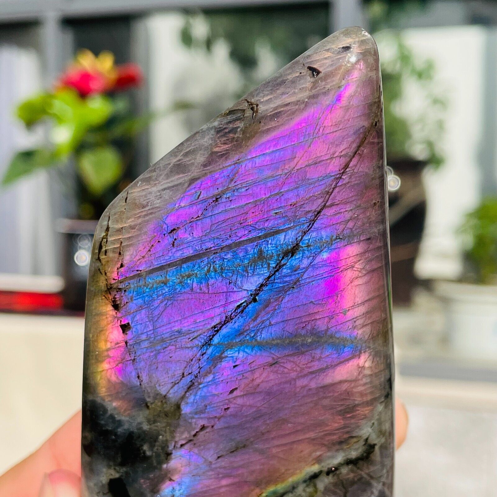 300g Rare Amazing Natural Purple Labradorite Quartz Crystal Specimen Healing
