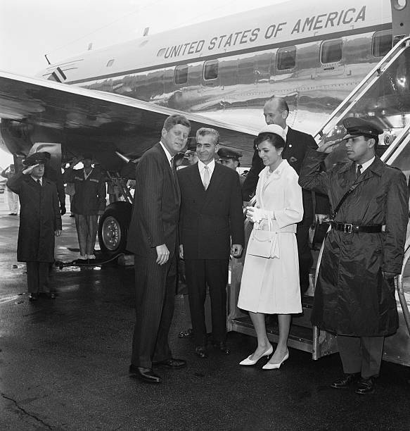 President Kennedy greets Shah Mohammad Reza Pahlavi Iran Empres- 1962 Old Photo