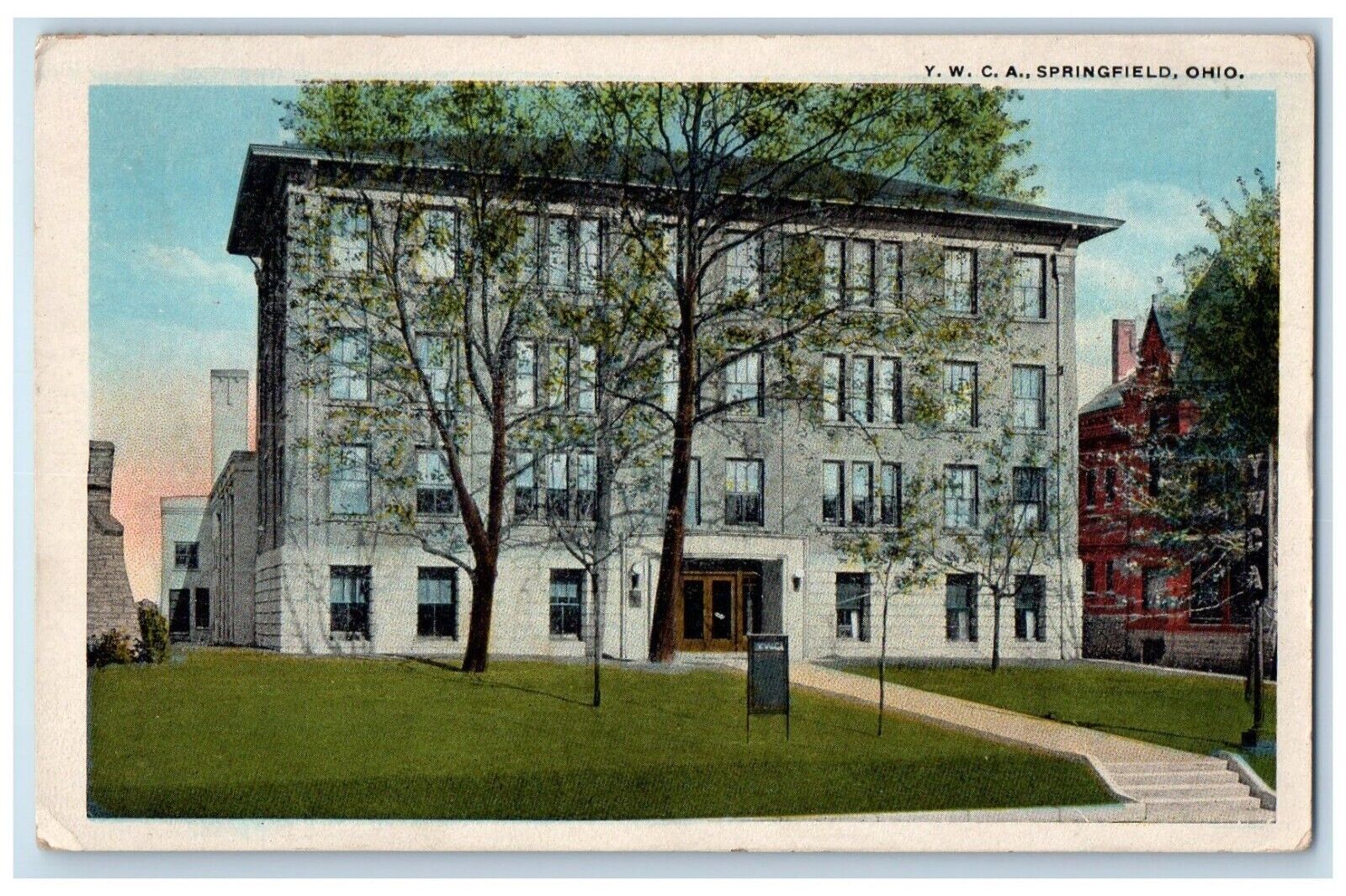 1924 YWCA Building Front View Springfield Ohio OH Posted Vintage Postcard