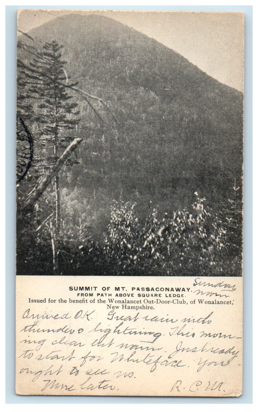 1904 Summit of Mt. Passaconaway New Hampshire NH Wonalancet NH PMC Postcard