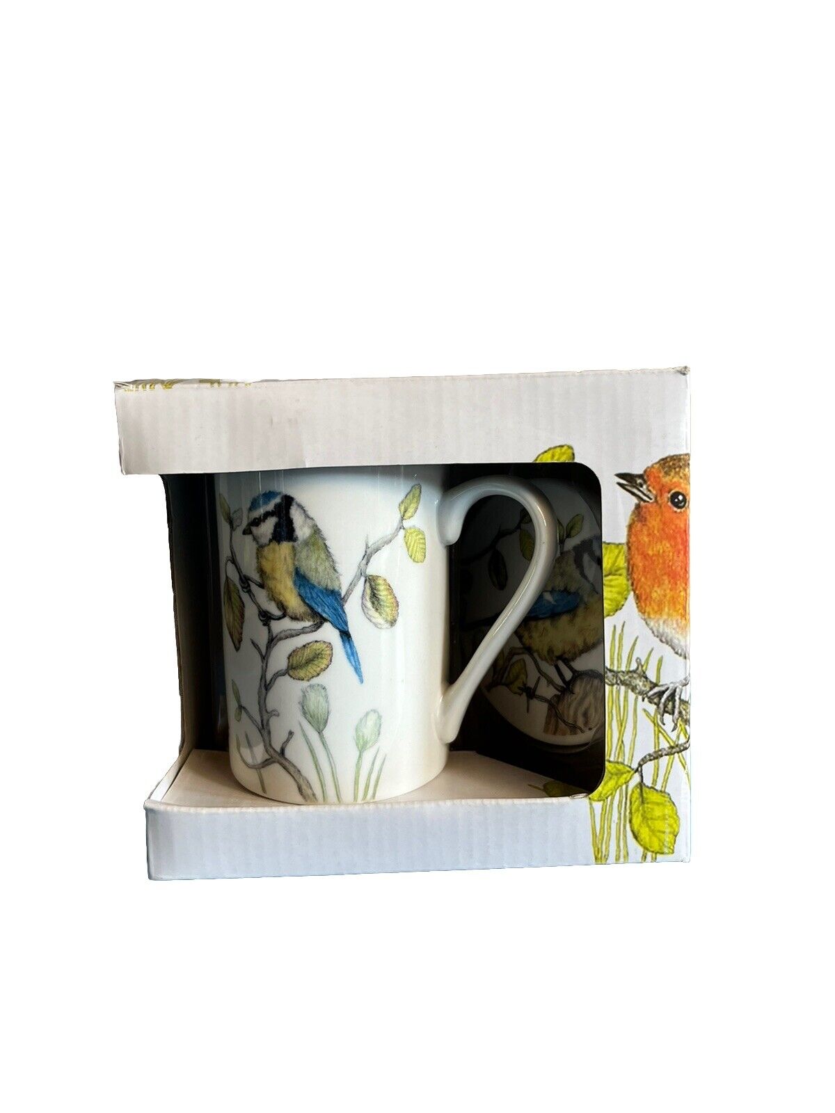 NIB Kent Pottery Blue Bird Coffee Mug Tea Mug With Lid