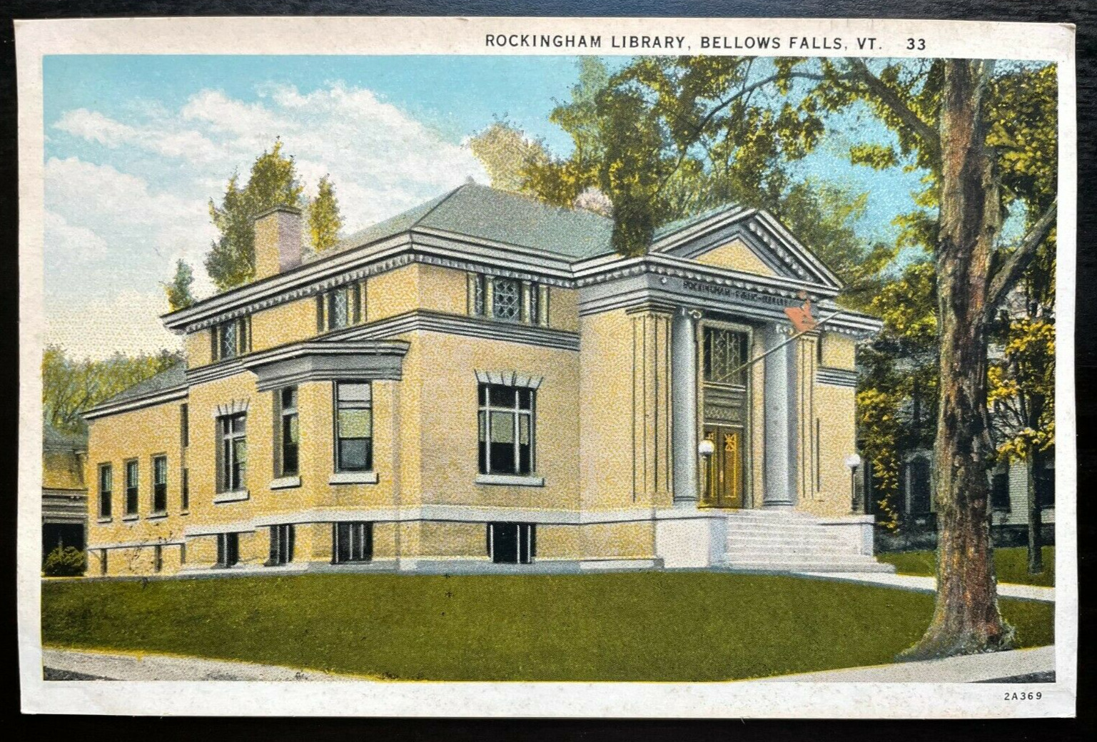 Vintage Postcard 1932 Rockingham Library, Bellow Falls, Vermont