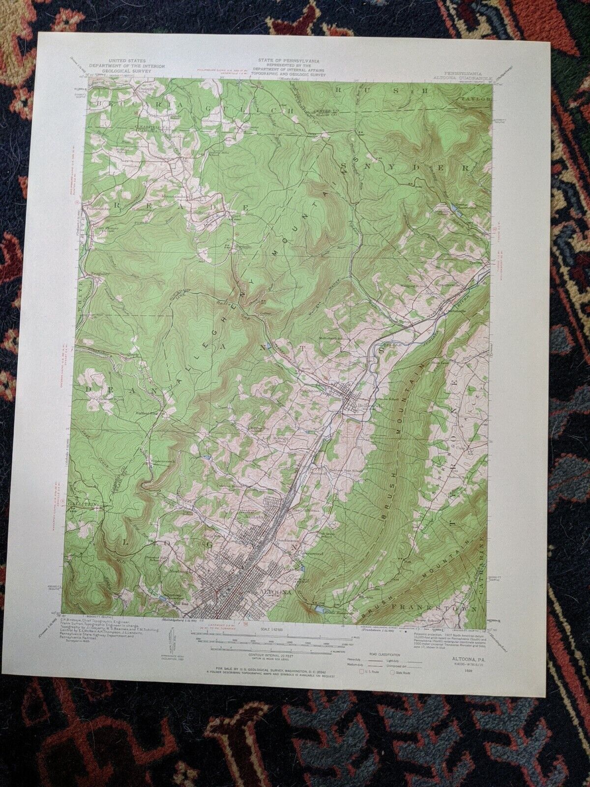 1966 PENNSYLVANIA ALTOONA US DEPT INTERIOR GEOLOGICAL SURVEY MAP