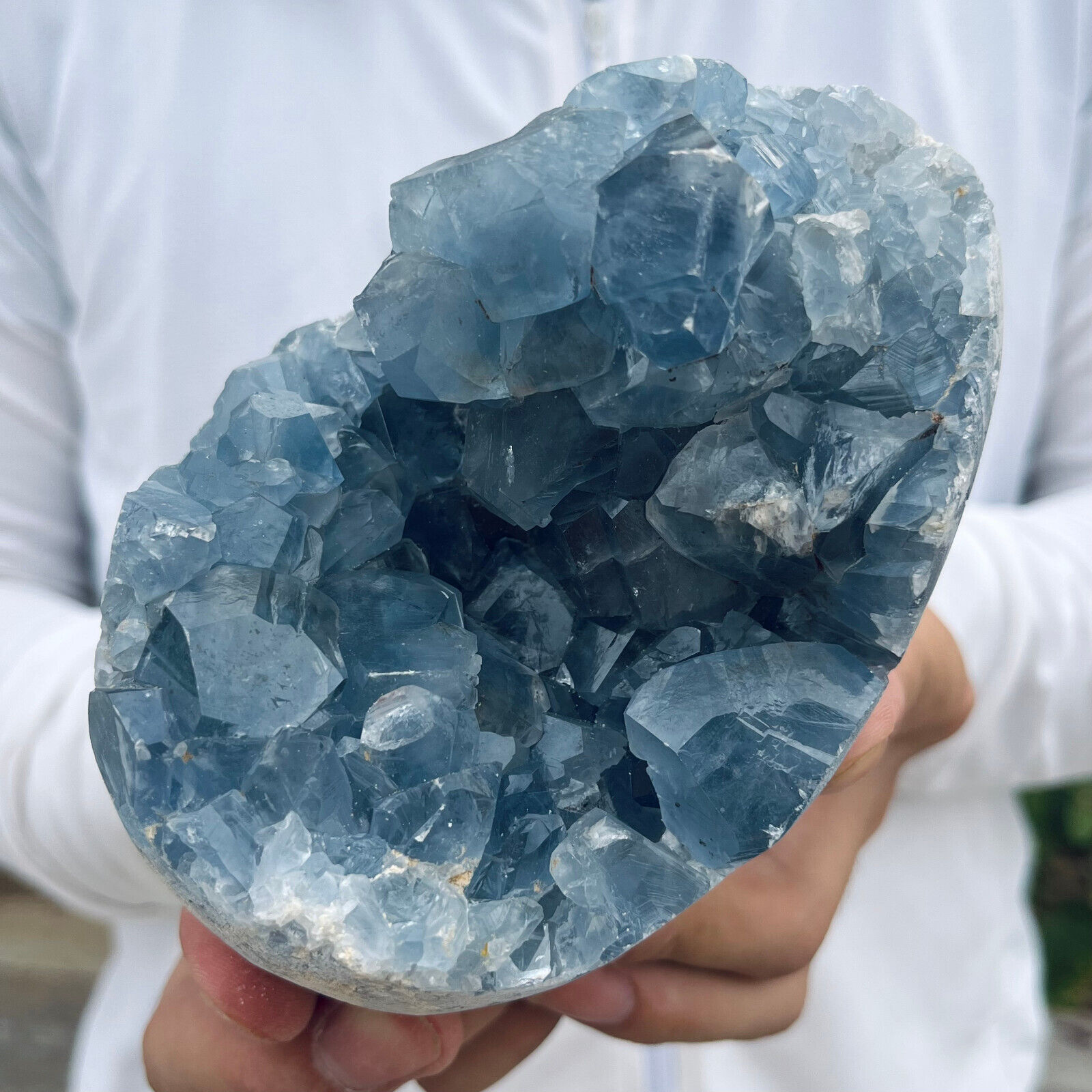 3.1lb Natural Beautiful Blue Celestite Crystal Geode Cave Mineral Specimen