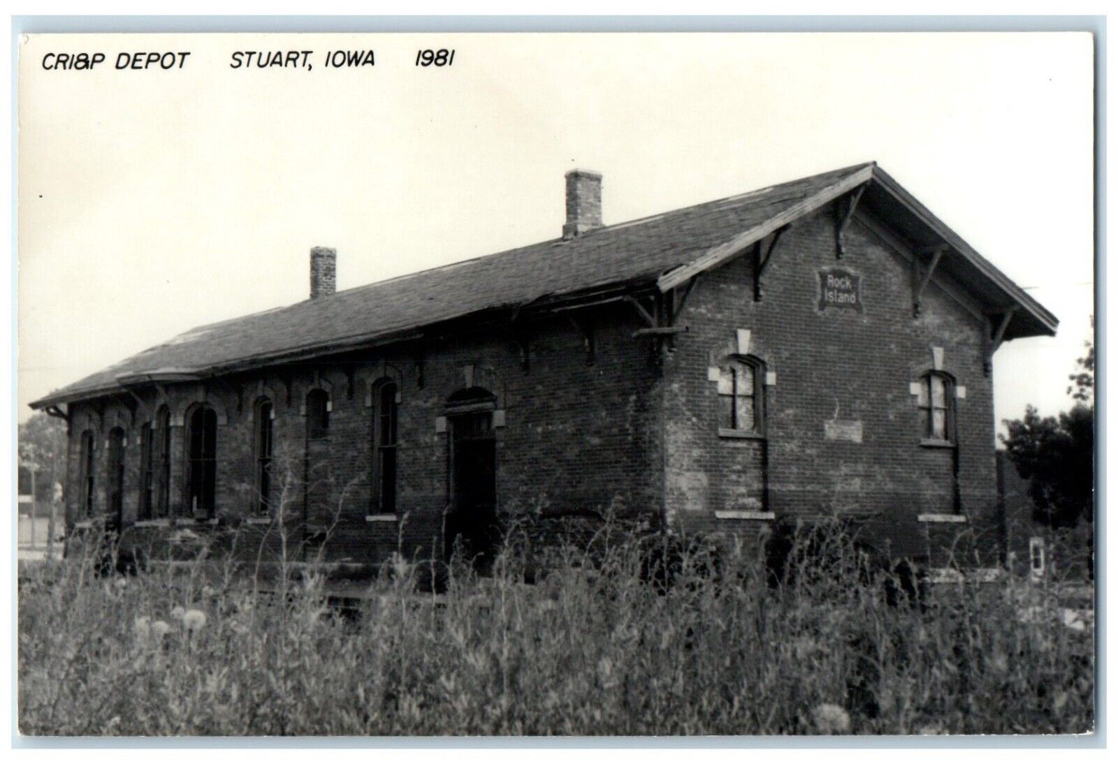 c1981 Cri&P Depot Stuart Iowa Railroad Train Depot Station RPPC Photo Postcard