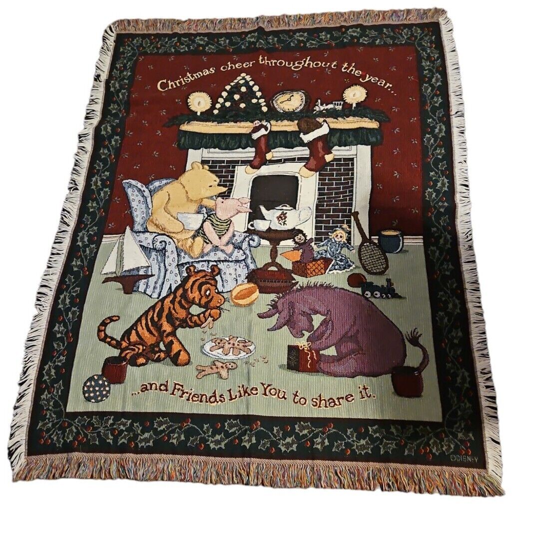 Disney Classic Tapestry Pooh Throw Blanket Goodwin Weavers Afghan Cheer 