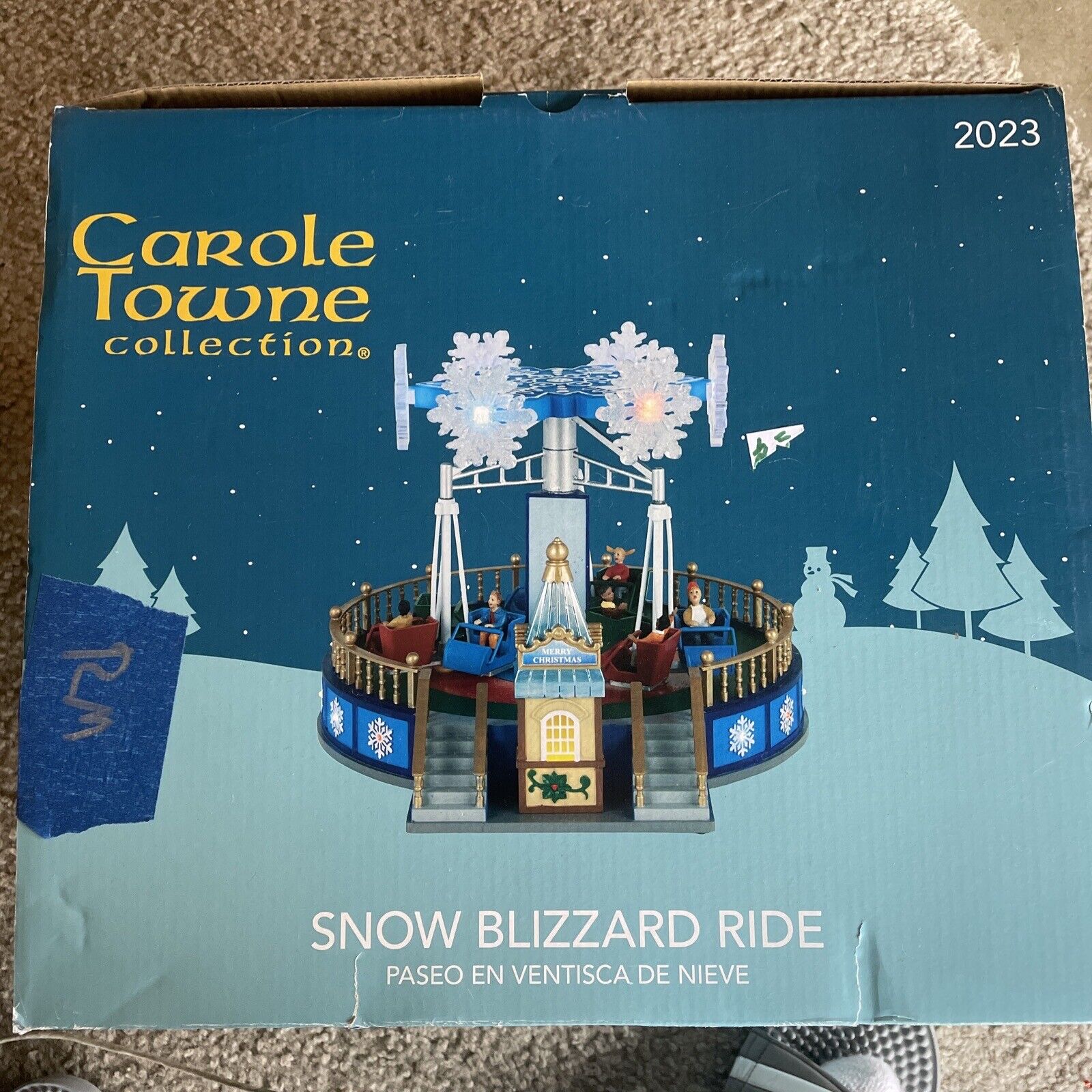 Holiday Christmas Village Carole Towne Snow Blizzard Ride- Complete In Box