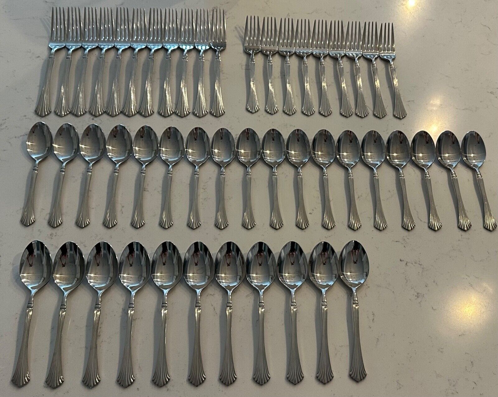 49 PC Reed & Barton BIRCH HALL Stainless Flatware Spoons Forks 18/10