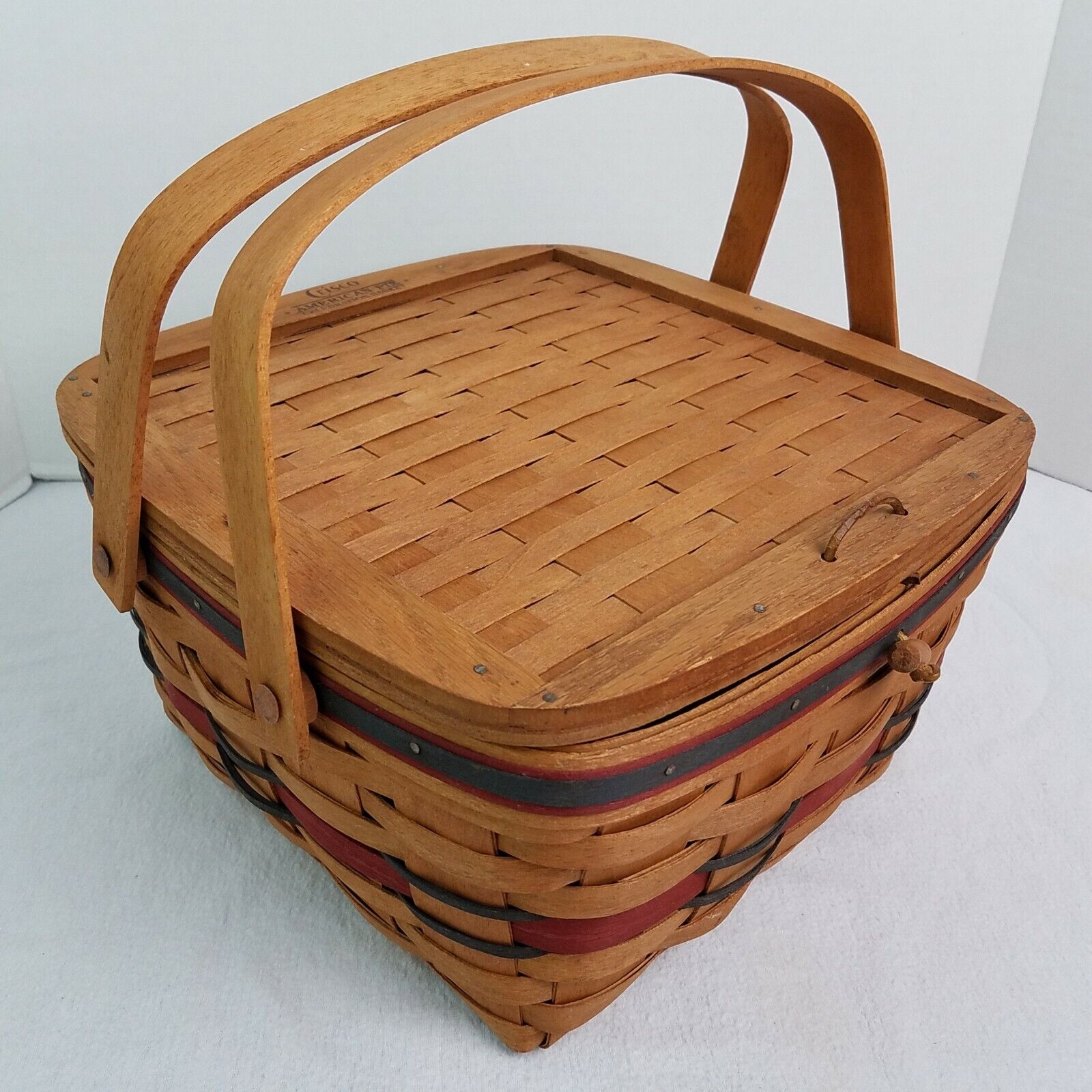 Longaberger 1991 Crisco American Pie Basket+Riser 1ST In Series Limited Edition