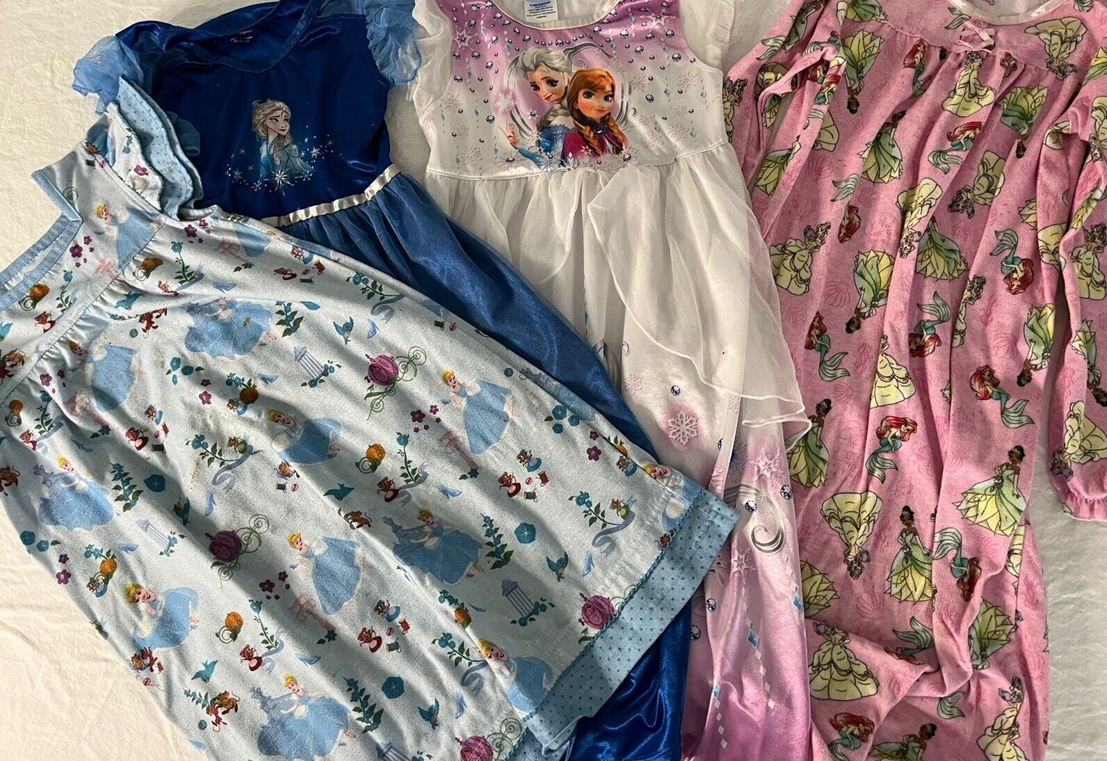 Disney Lot Of 4 Princess Nightgowns  Cinderella Frozen Elsa Sz 8