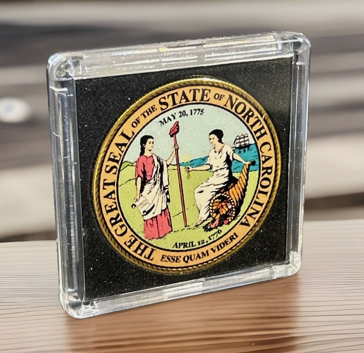 NORTH CAROLINA NC State Seal Colorized Collectible Challenge Coin INCLUDES CASE