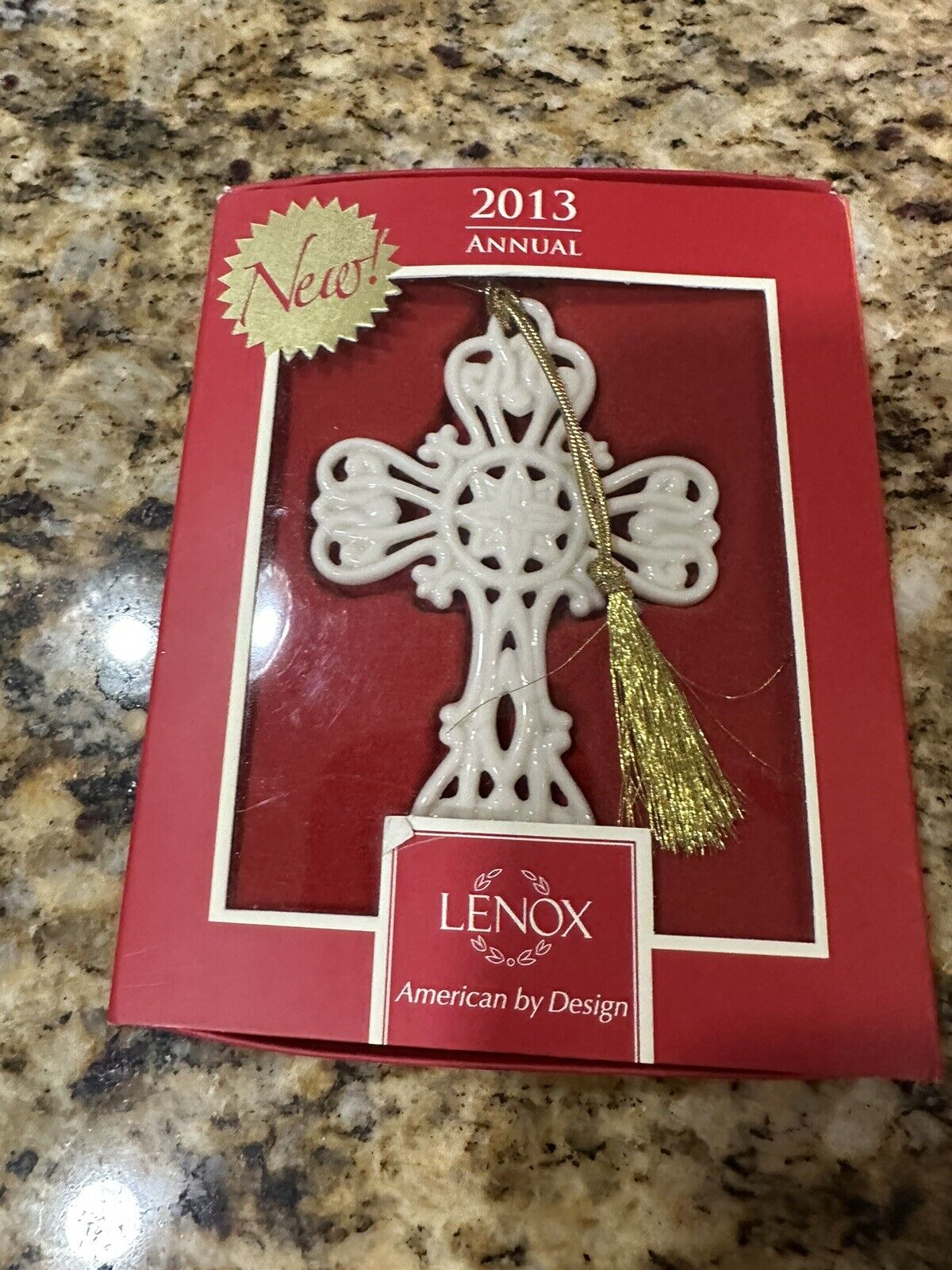 Lenox 2013 Annual Snow Fantasies Cross Christmas / Holiday Ornament Preowned