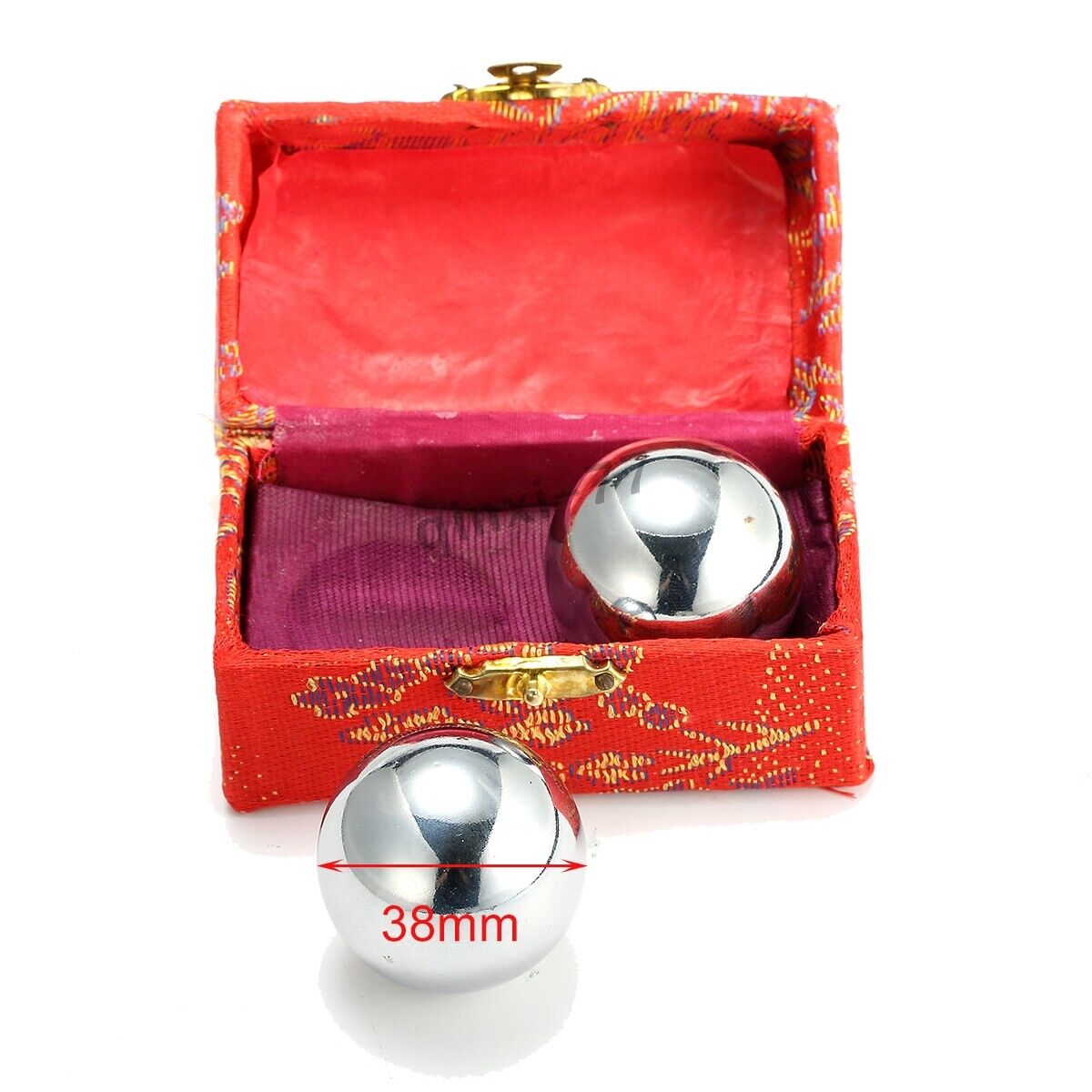 2x Chinese Baoding Balls Chrome Health Exercise Stress Relief Relaxation Therapy