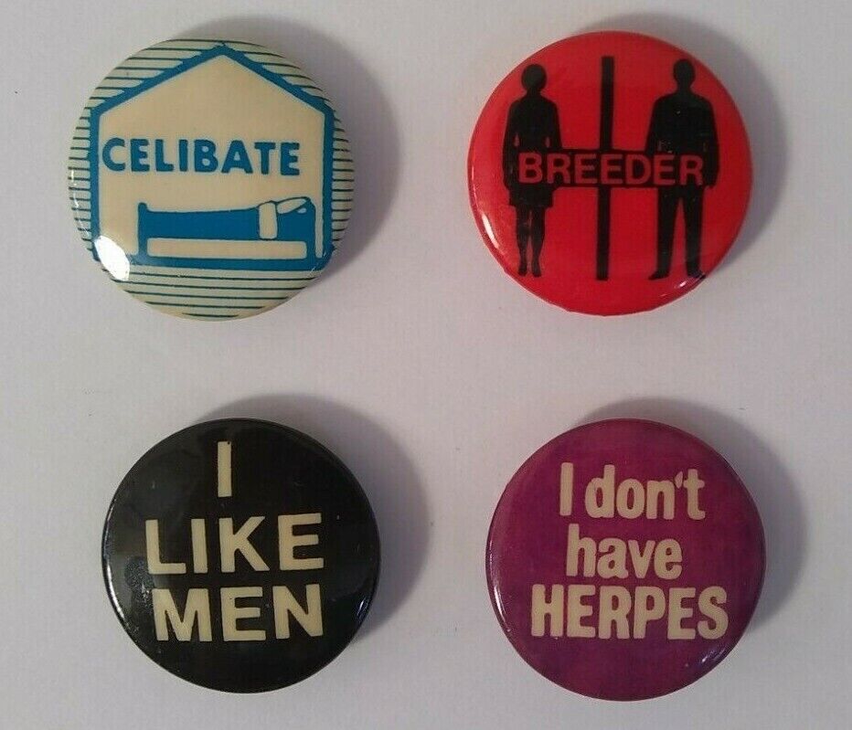 Lot of 4 Vintage Rare Pin-backs 1981-82 Ephemera ''Gender'' 