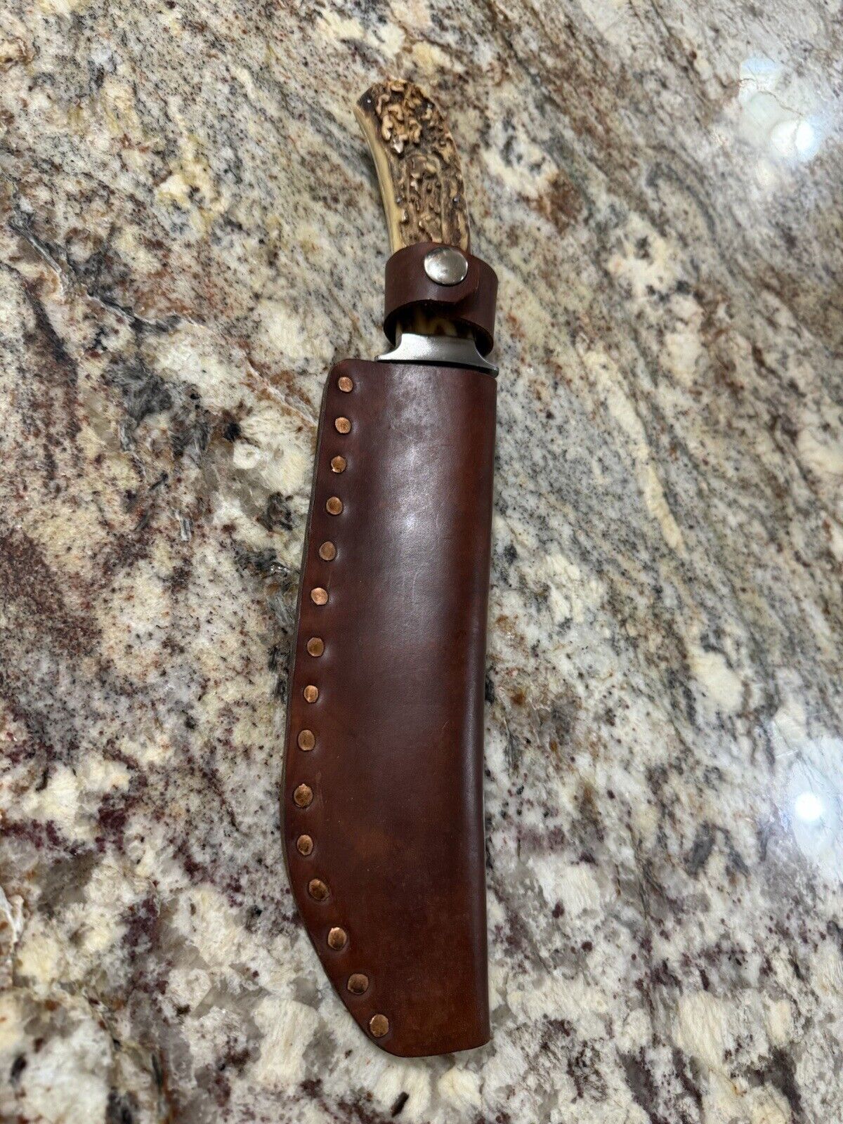 Vintage fixed blade Wright hunting knife with sheath 