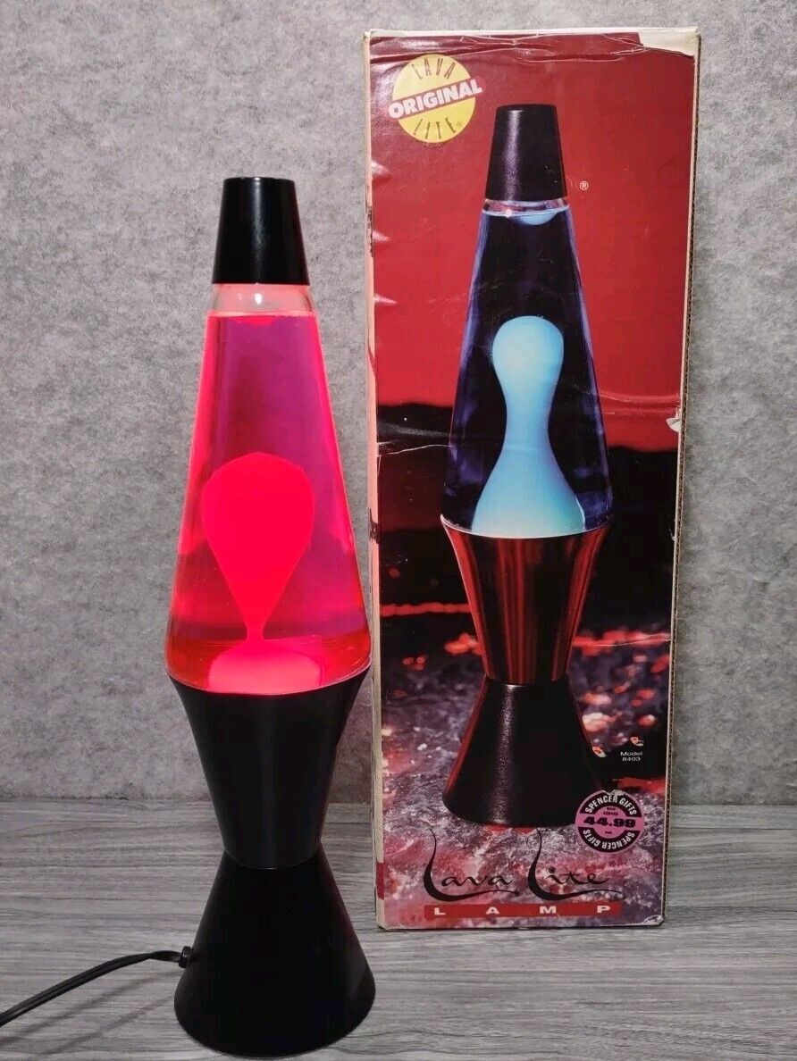 Vtg Lava Lite Lamp 8404 Midnight Series Pink Liquid/Pink Wax Black Base