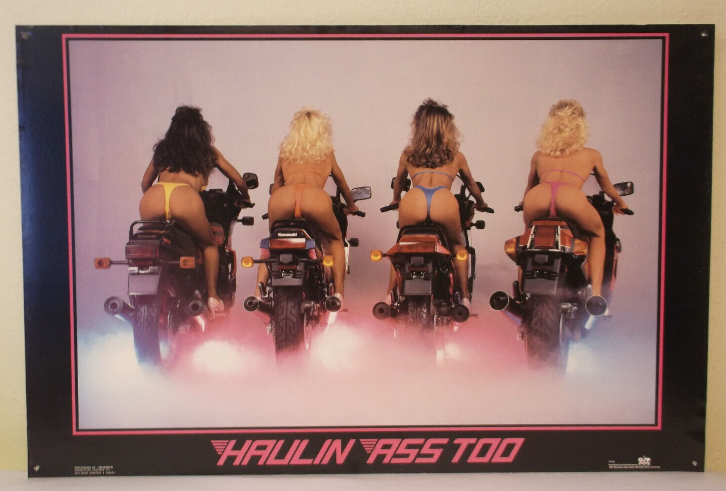 11 Original Vintage Poster Haulin ass motorcycle girls sexy pinup poster Chevy