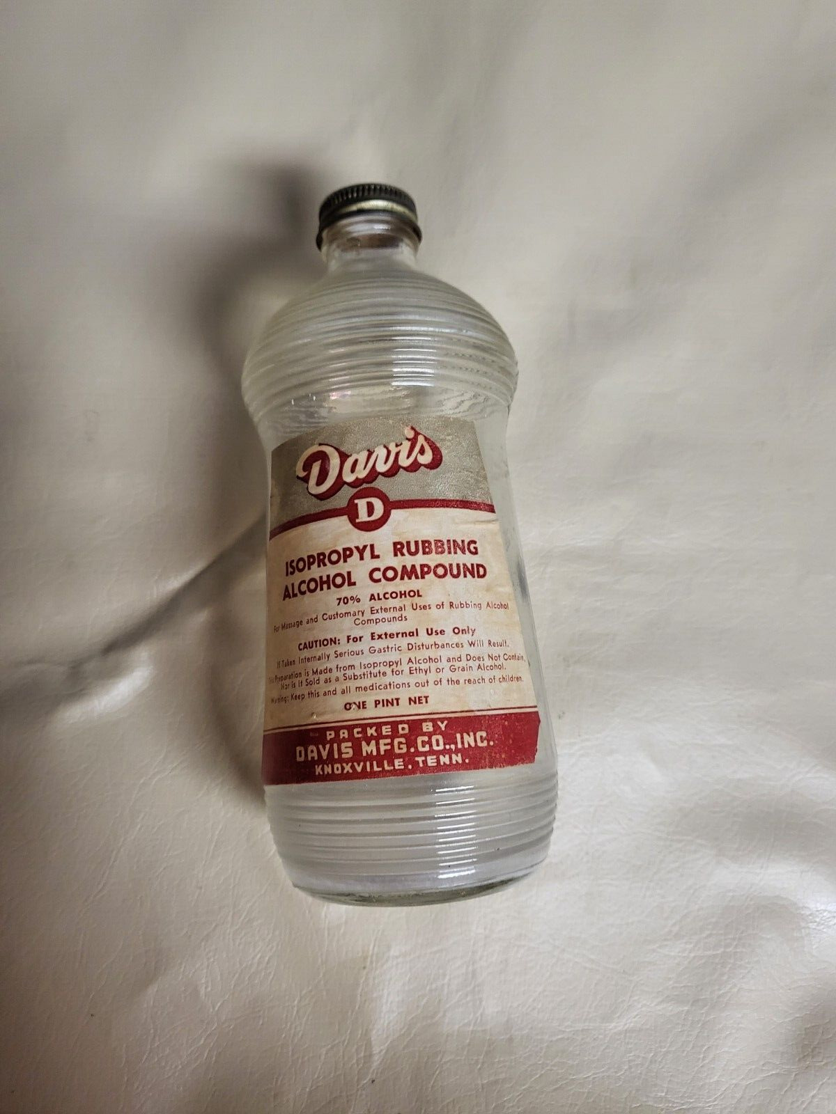 Vintage Alcohol Bottle Rubbing Alcohol Davis