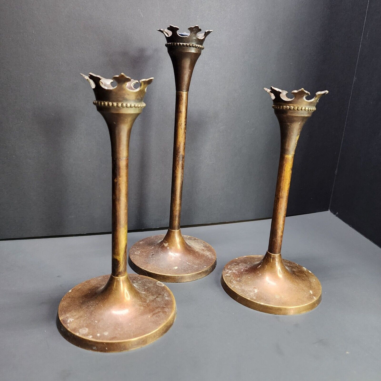 Vintage Bombay Company Bronze Tapered Candle Sticks Holder - Set of 3