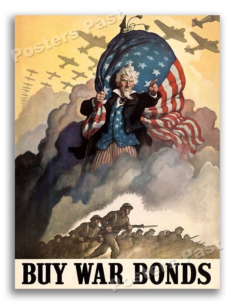 1940s “Buy War Bonds” Uncle Sam WWII Historic War Poster - 24x32