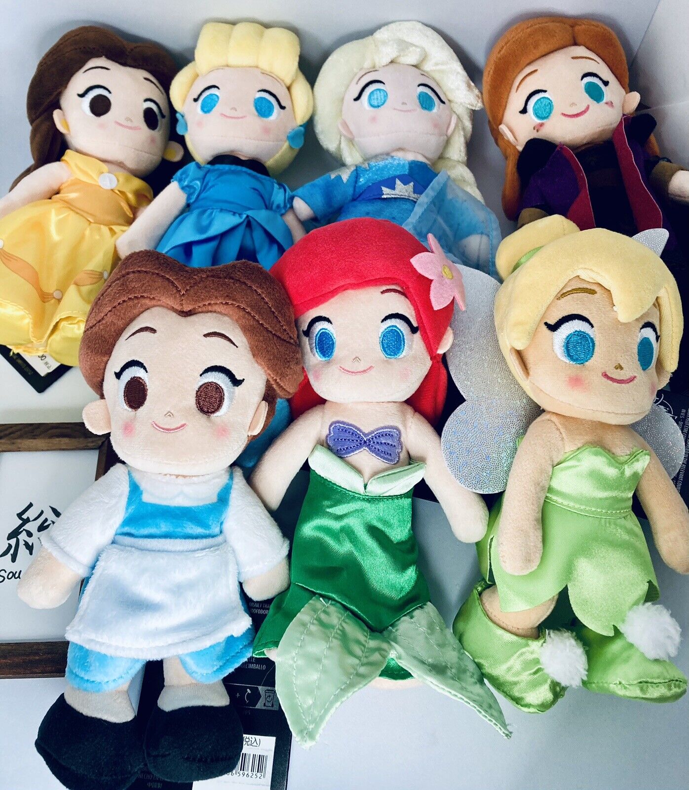 Disney Store Japan nuiMOs Princess Set of 7 Ariel Belle Anna Tinker Bell Elsa