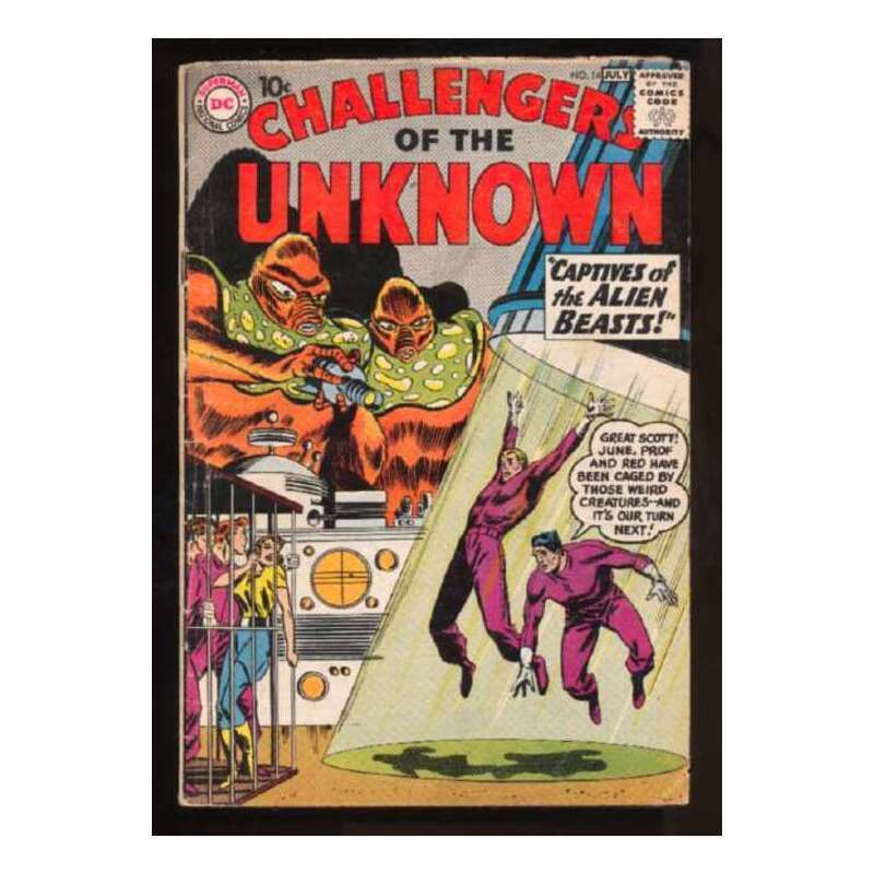 Challengers of the Unknown (1958 series) #14 in VG. DC comics [a.(tape on cover)