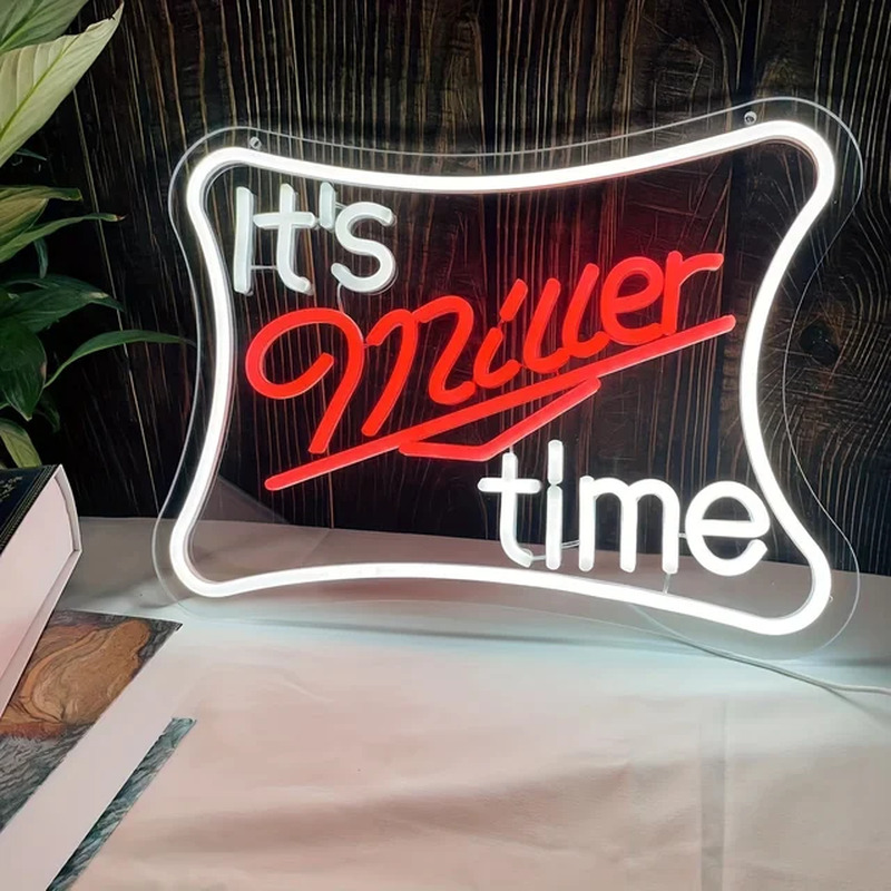 It's Miller Time Neon Sign Beer Light Up Decor for Home Garage Man Cave or Gift
