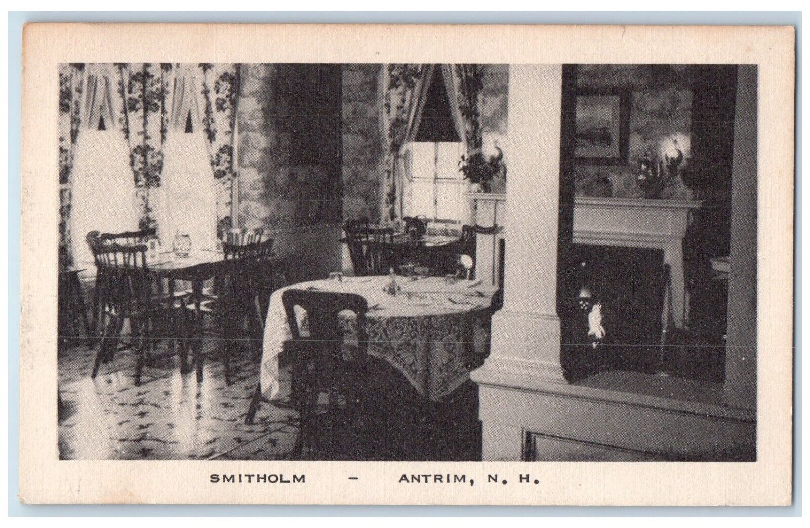 c1950's Dining Room and Chimney Smitholm Antrim New Hampshire NH Postcard
