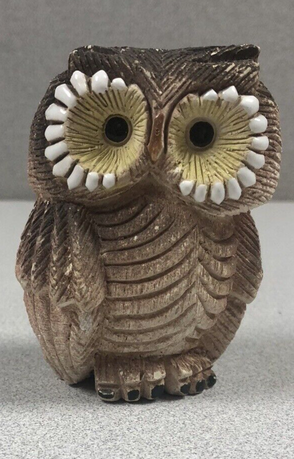 VTG Owl Artesania Rinconada Figurine Uruguay Signed Hand Carved 3.5” H Retired