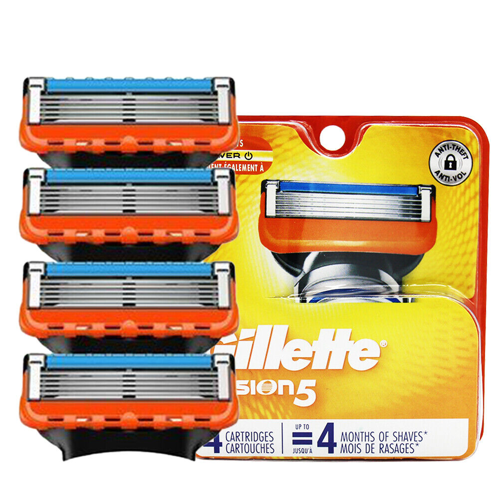 4PCS for Gillette Fusion 5-Layer Men's Razor Blade Refills Orange in stock US
