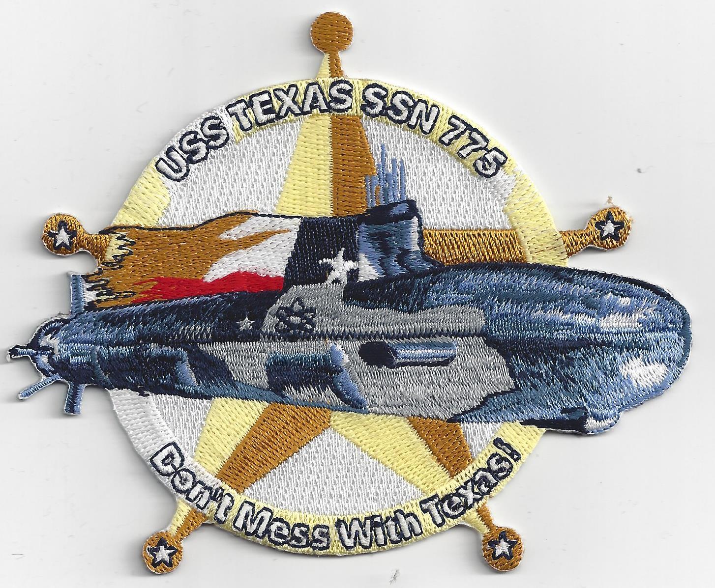 USS Texas SSN 775 - Crest - 3 7/8 in BCP# c7162 Submarine Patch