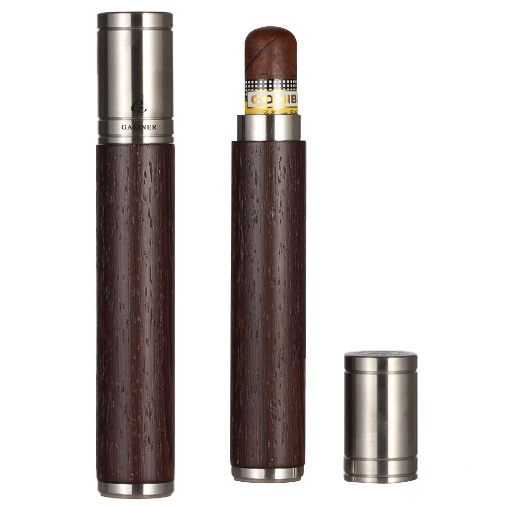 Galiner Wood Humidor Single Cigar Case Cigarette Holder Metal Portable Gift Box