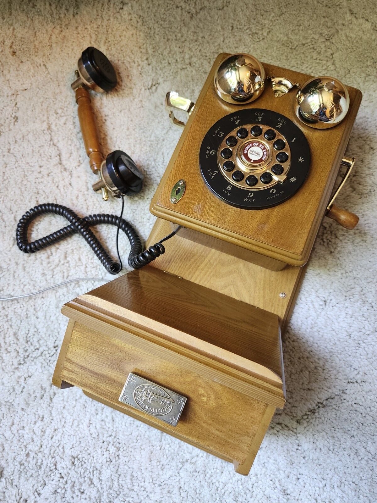 Vintage Spirit OF St.Louis Wooden Wall Telephone 
