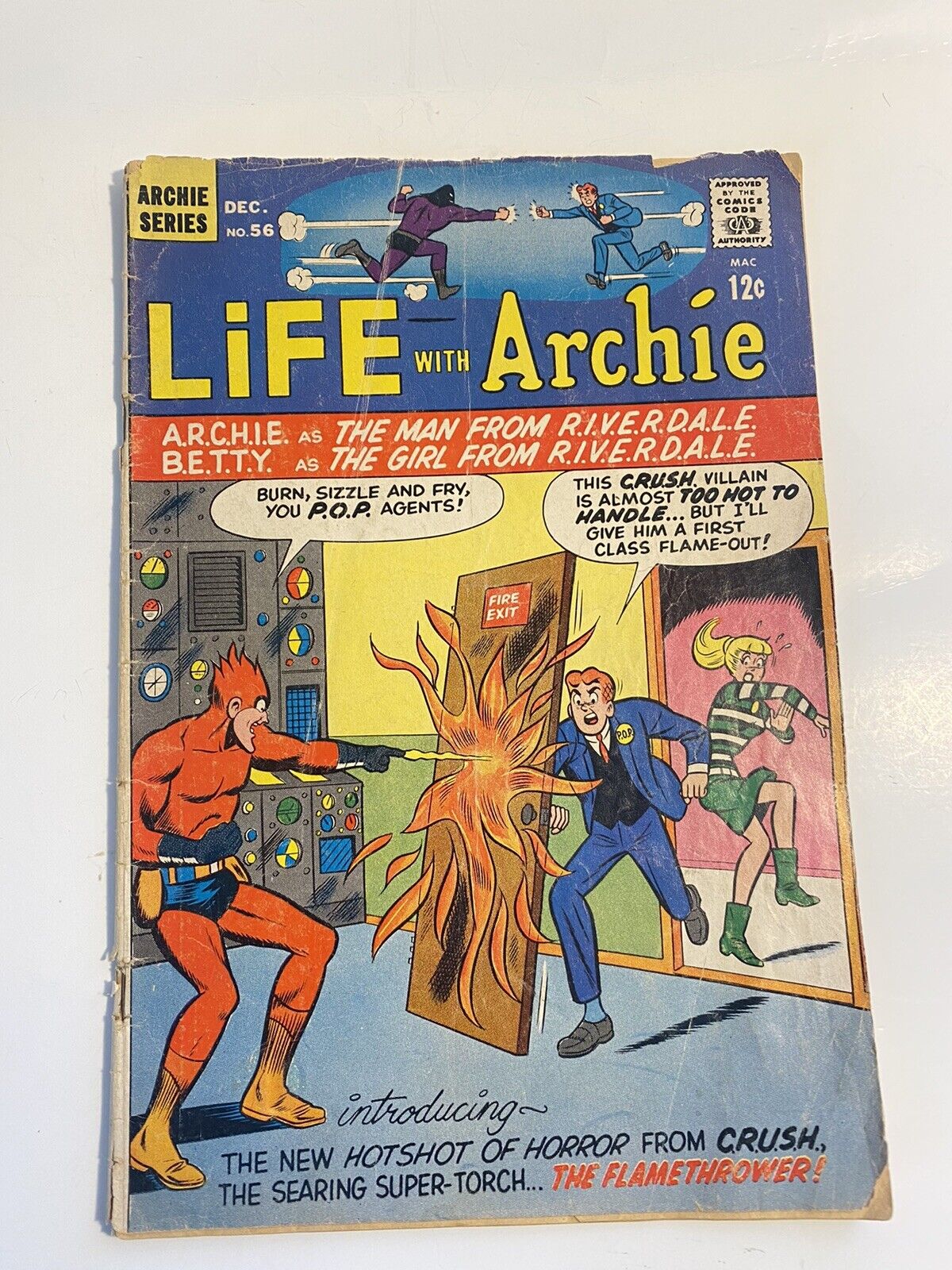 Vintage Archie Series, Life With Archie, Dec. 1966 No. 56 flamethrower first ap