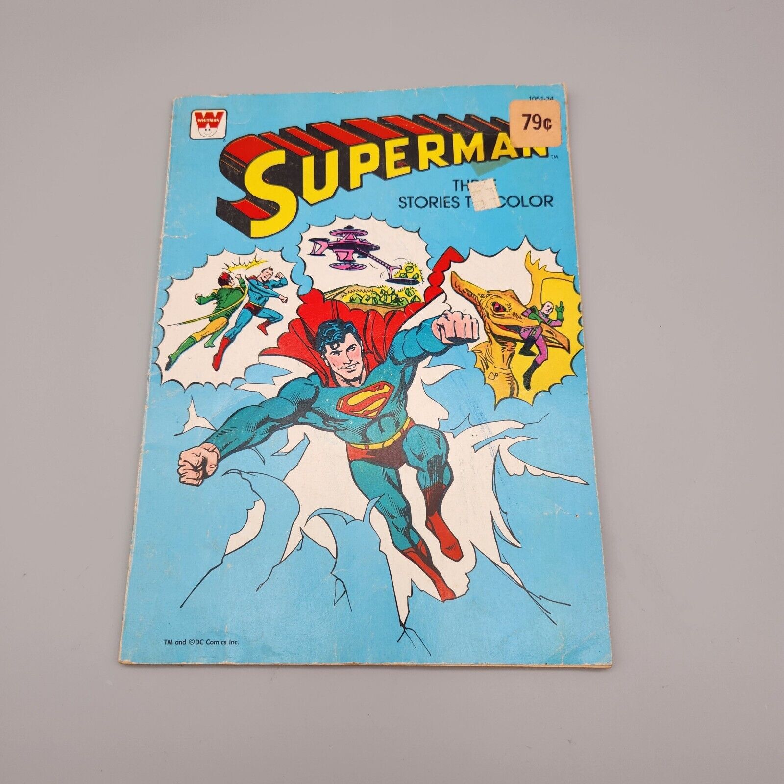 VTG Superman Coloring Book Whitman 3 Stories to Color 1981 Partially Used Read 