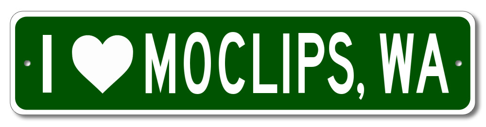 I Love Moclips, Washington Metal Wall Decor City Limit Sign - Aluminum