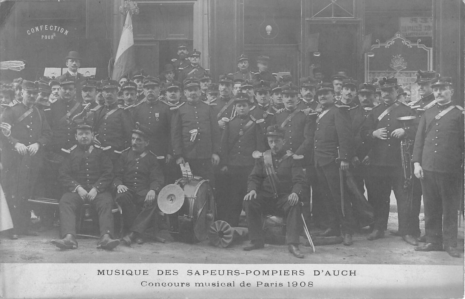CPA 32 MUSIC OF THE FIREFIGHTERS OF AUCH MUSICAL CONTEST 1908 (cpa rare