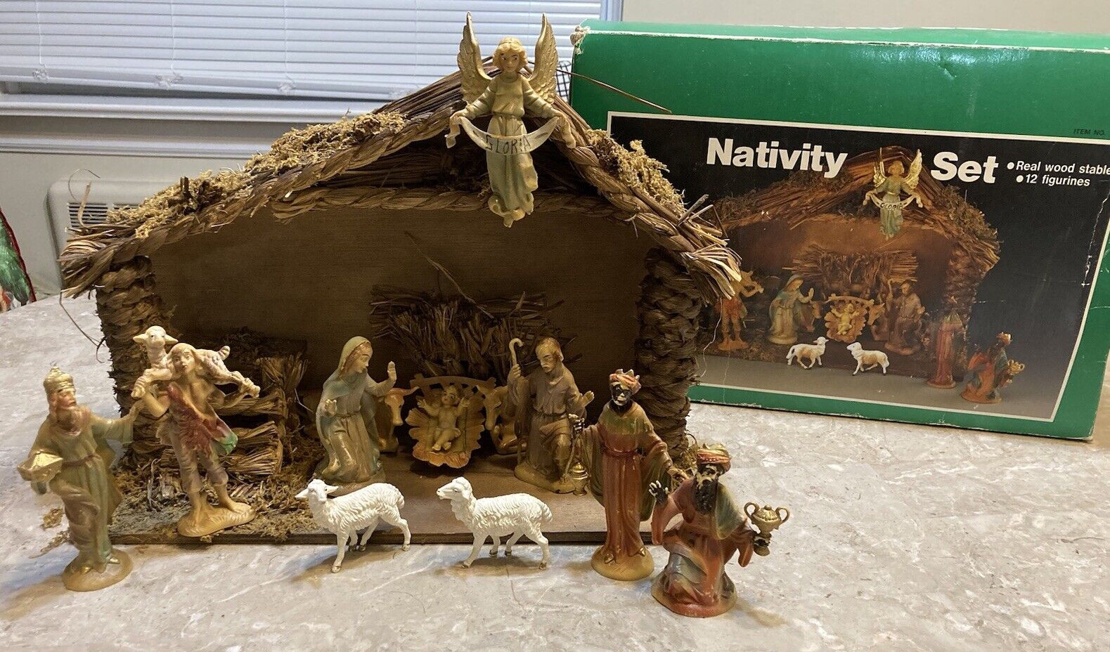 Vintage Nativity Set Figures Stable Lot Revco Complete Set Mary Joseph Jesus Mor