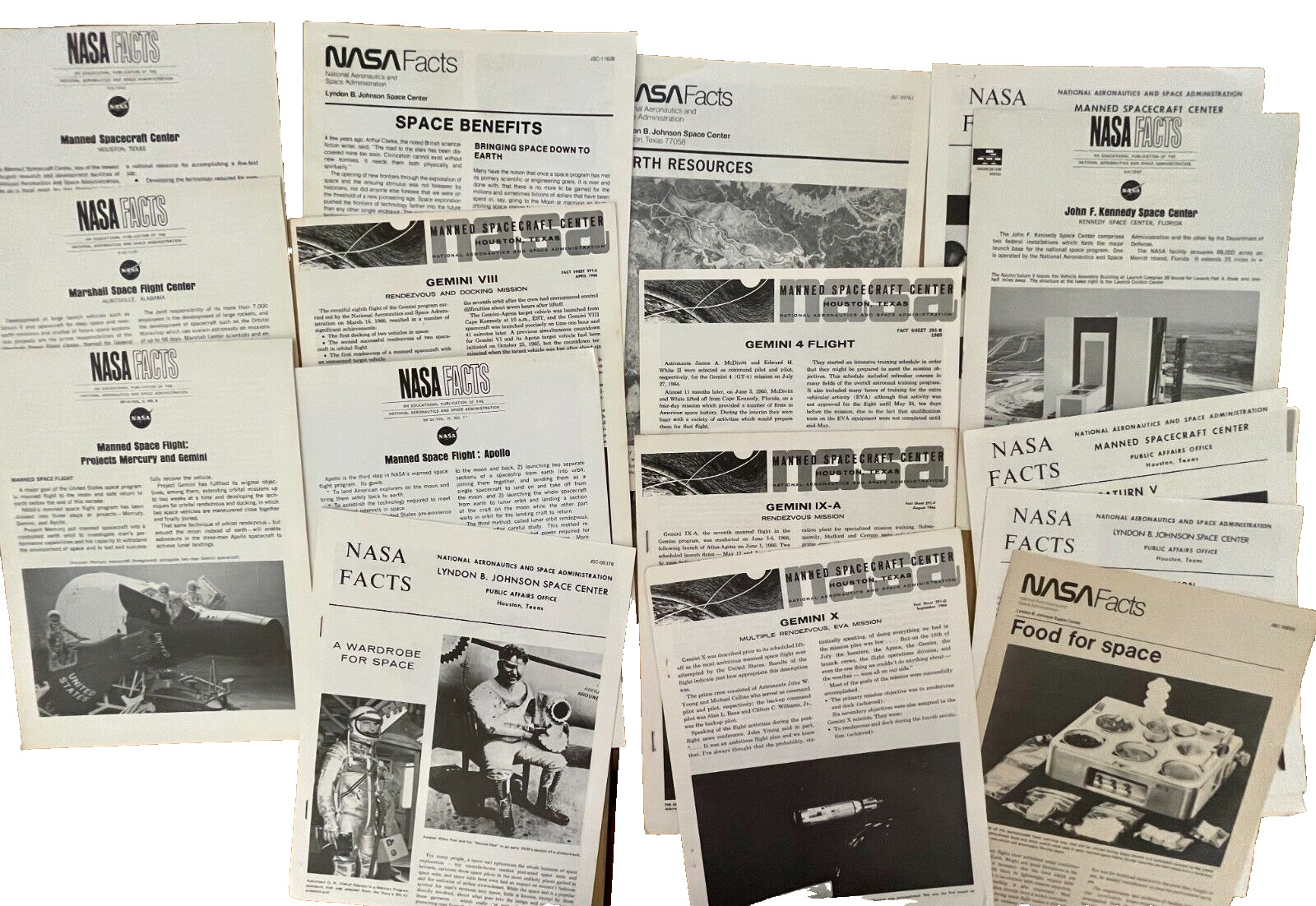 NASA Fact Sheets Information Summaries Educational Briefs Lot Of 14 + 1960s