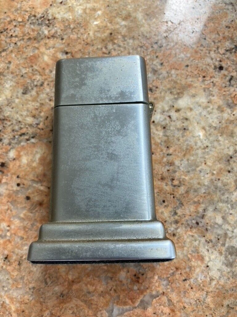 Vintage Zippo Brushed Finish Table Lighter Emblem Removed