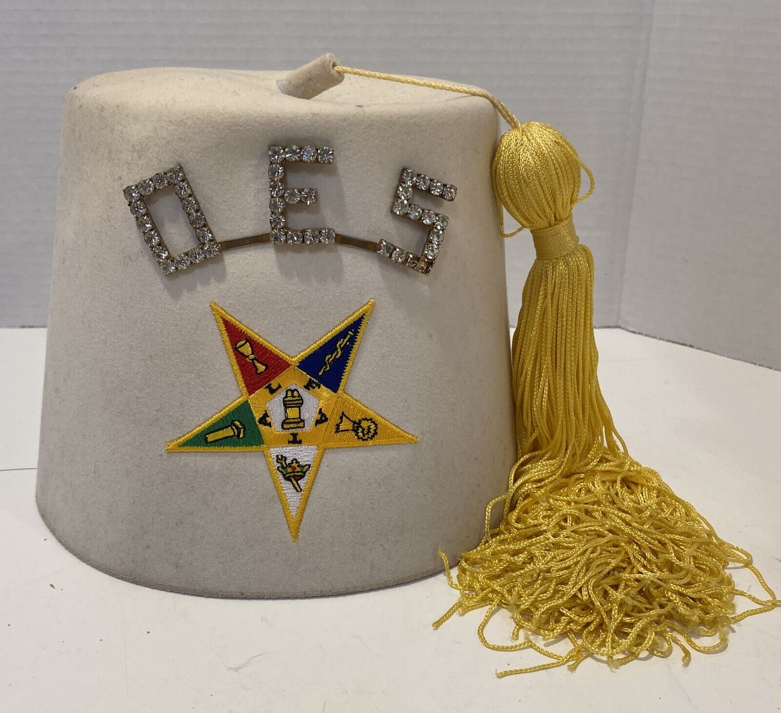 OES Order of the Eastern Star OES Rhinestone White Fez Hadassah #25 Dallas