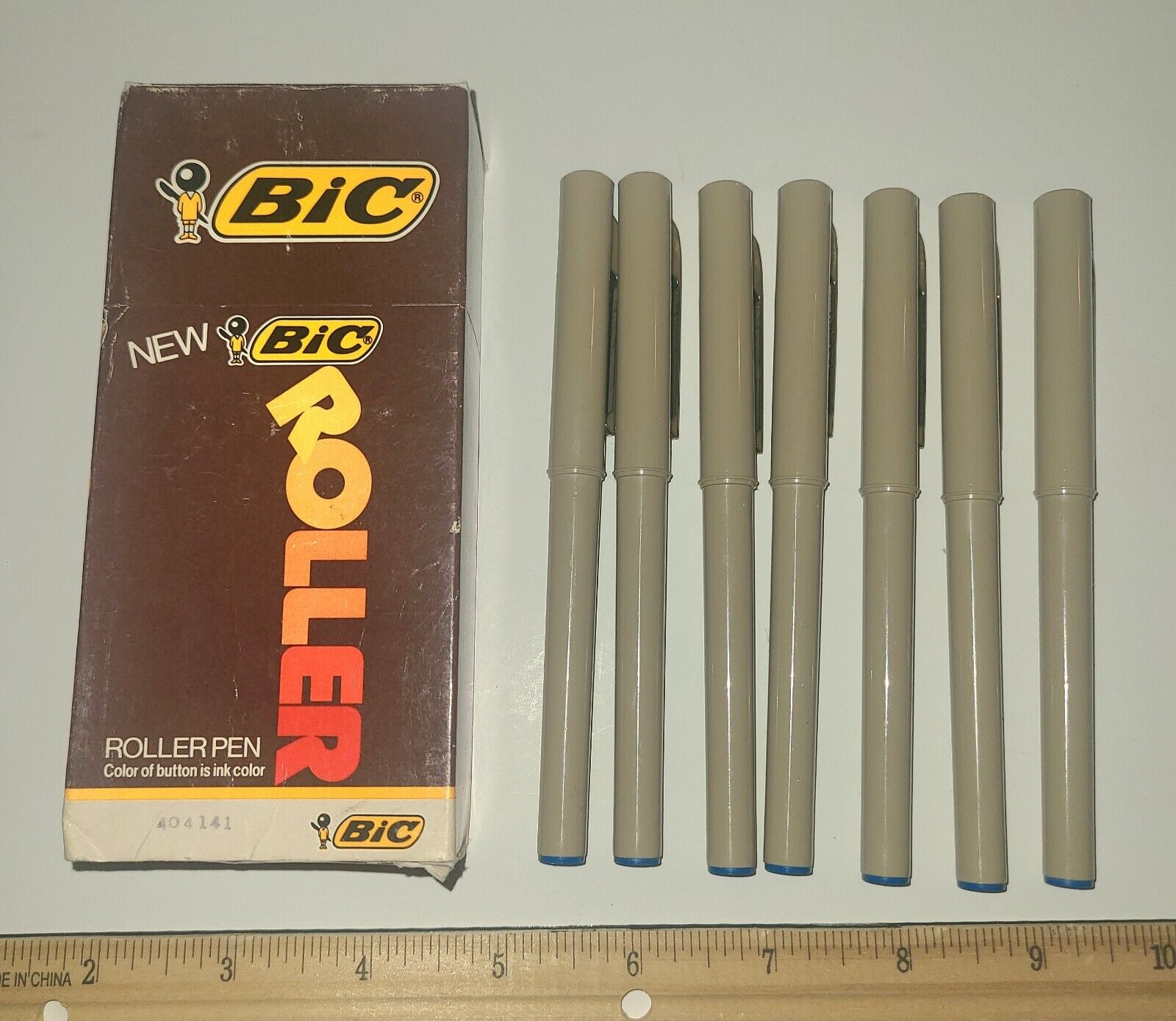 Vintage 1979 Bic Roller Pen in Blue Opened Box 7 Pens
