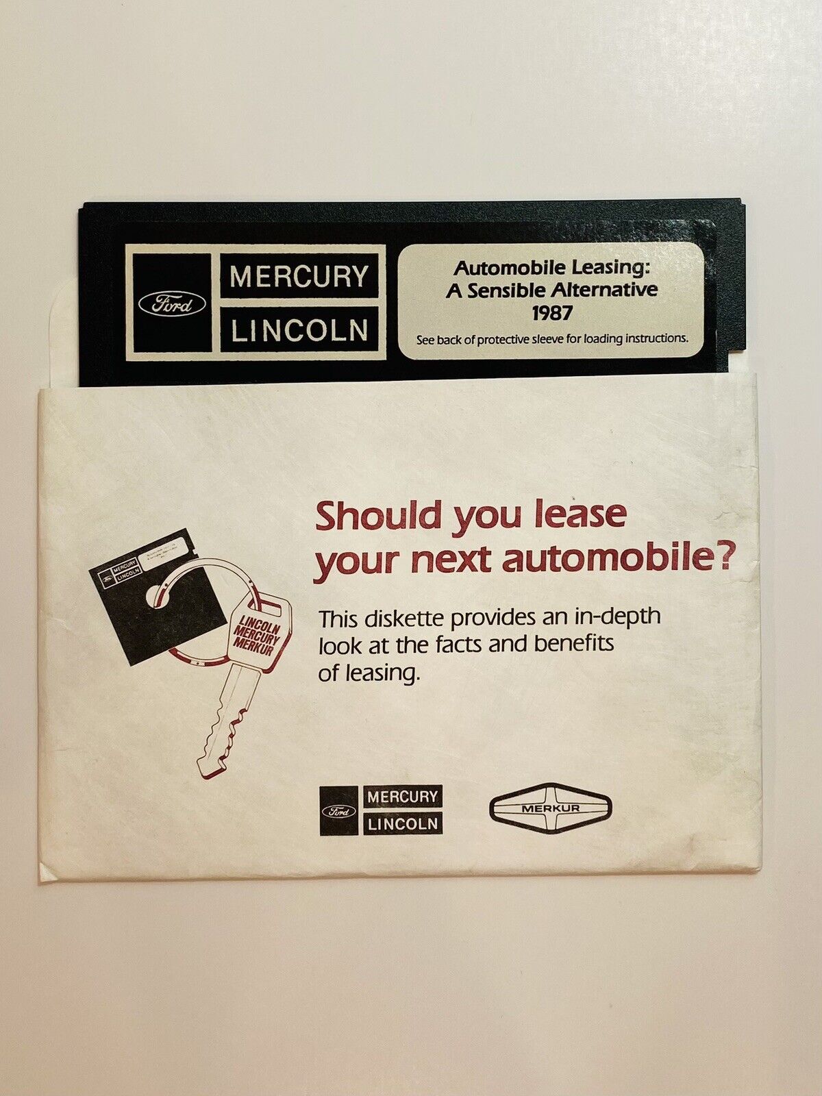 Ford Lincoln Mercury Leasing Software Brochure Floppy Disk Vintage 1987