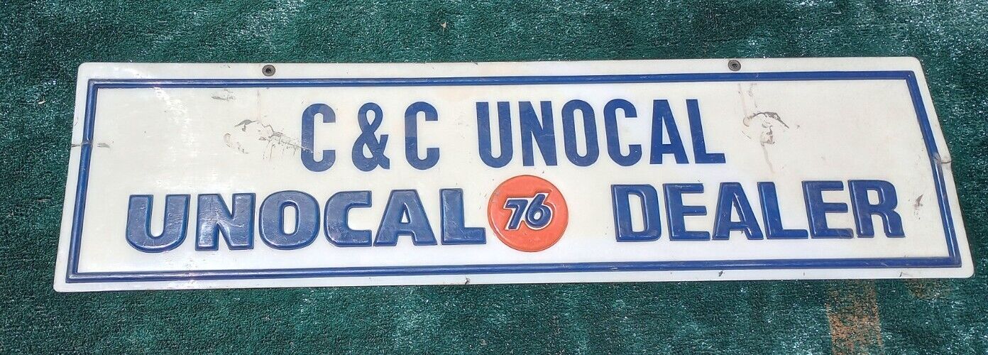 1960s Unocal 76 Advertising Sign. Plastic Embossed. 12 1/4 X 45
