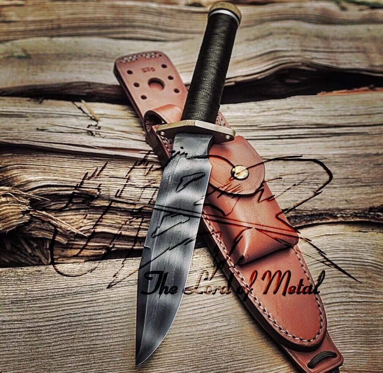 UBR CUSTOM HANDMADE HIGH CARBON STEEL HUNTING BOWIE KNIFE WITH HOLLOW HANDLE