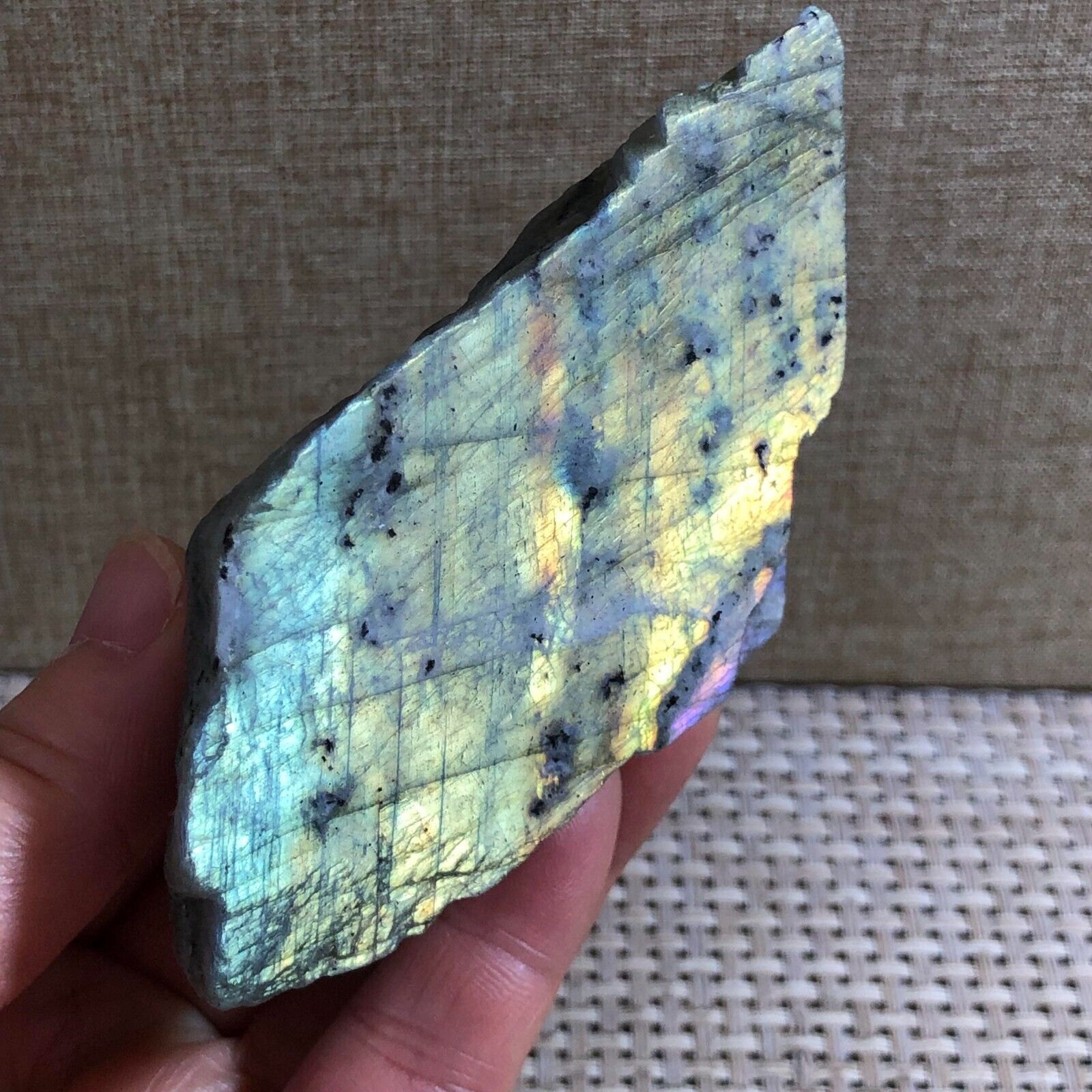 218g Top Best Labradorite Crystal Stone Natural Rough Mineral Specimen d1653