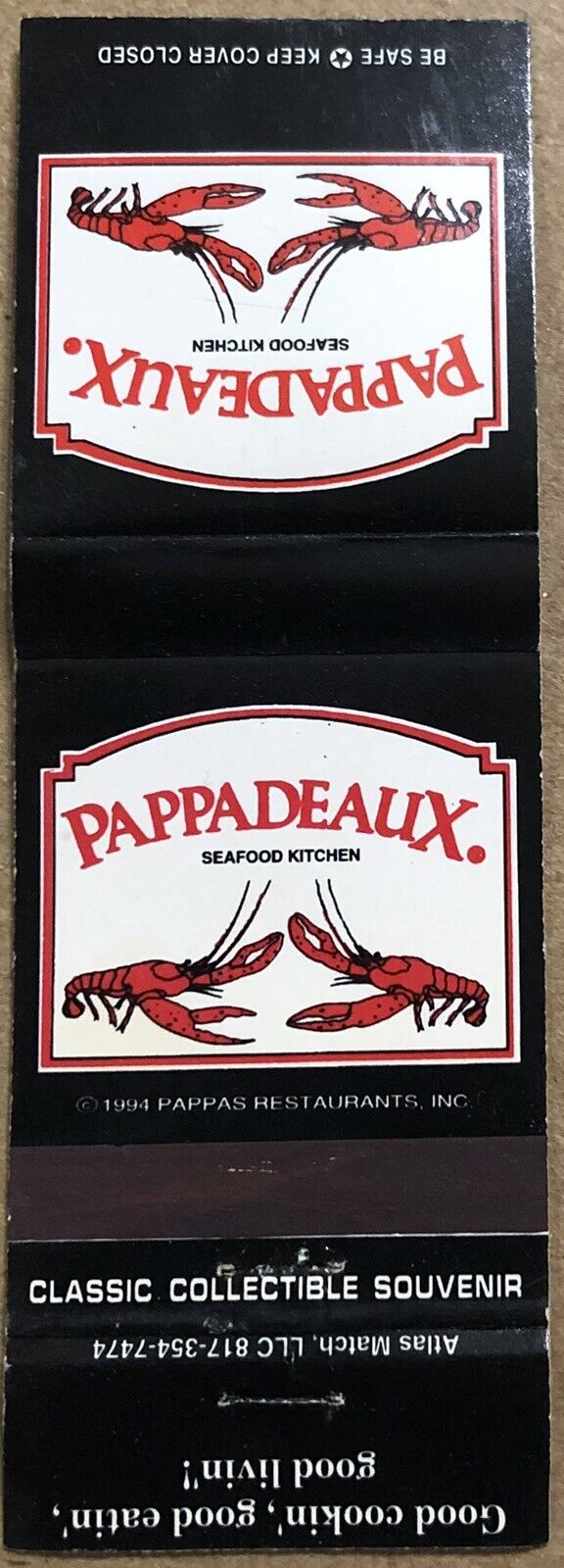 Vintage 20 Strike Matchbook Cover - Pappadeaux Seafood Kitchen